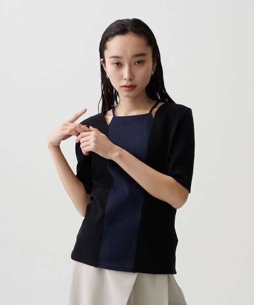 tシャツ スクエアカットアウトリブカットソー｜細見え/ウォッシャブル/半袖/夏服 レディース UNITED TOKYO（ユナイテッドトウキョウ）の「スクエアカット