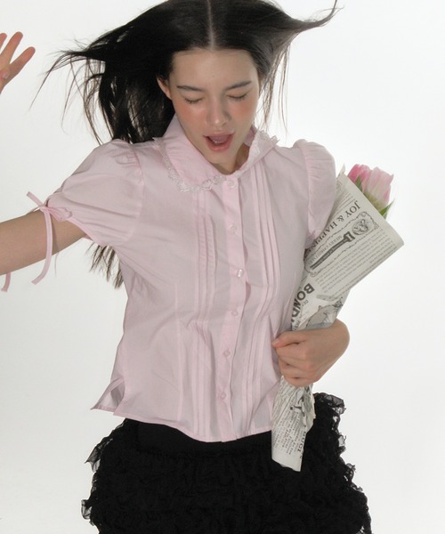 CRANK（クランク）の「【CRANK】PINTUCK LACE COLLAR BLOUSE