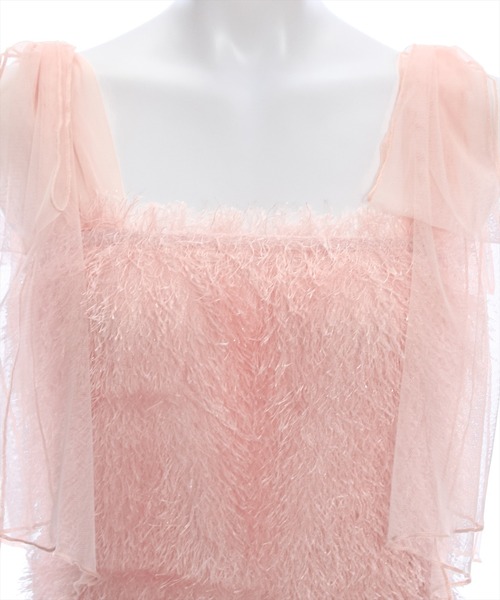 clear（クリア）の「肩チュールリボンフリンジビスチェ（ベスト・レディース・ピンク/グレー/ブラック/ライトベージュ・F）」の7枚目の写真