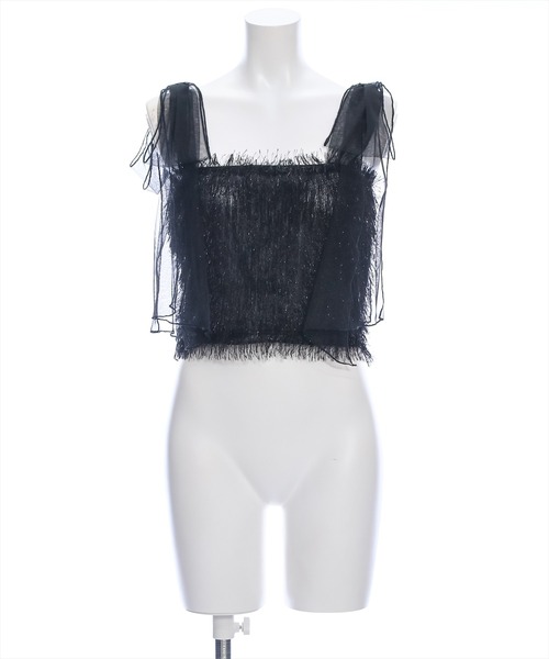 clear（クリア）の「肩チュールリボンフリンジビスチェ（ベスト・レディース・ピンク/グレー/ブラック/ライトベージュ・F）」の20枚目の写真