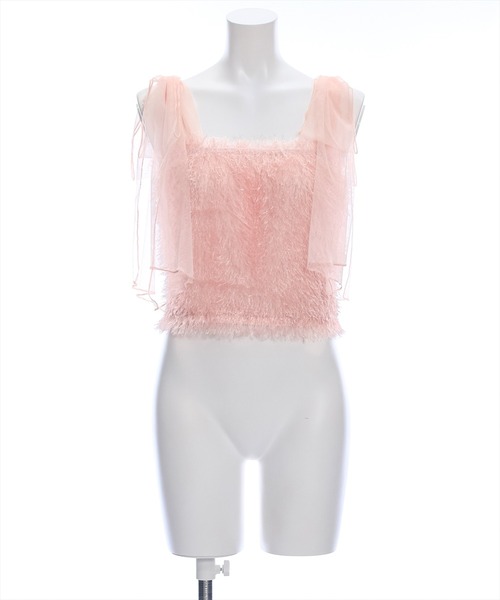 clear（クリア）の「肩チュールリボンフリンジビスチェ（ベスト・レディース・ピンク/グレー/ブラック/ライトベージュ・F）」の21枚目の写真