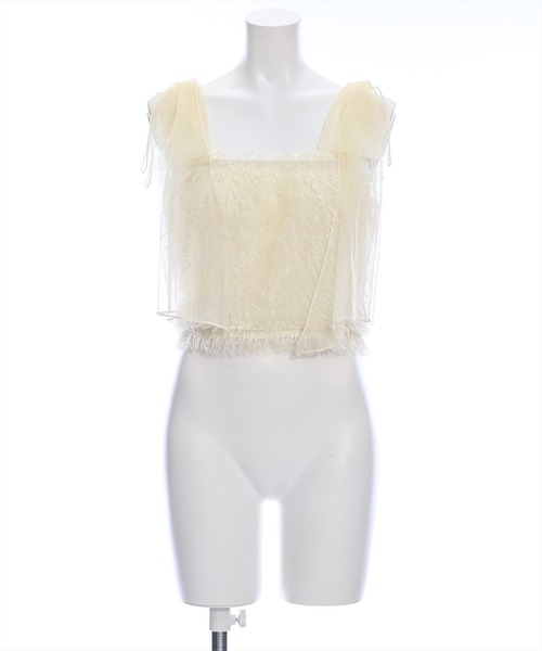 clear（クリア）の「肩チュールリボンフリンジビスチェ（ベスト・レディース・ピンク/グレー/ブラック/ライトベージュ・F）」の22枚目の写真