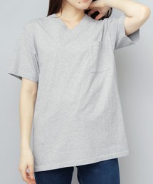 7.6オンス USAコットン ポケット付き Vネック 半袖 Tシャツ レギュラーシルエット
