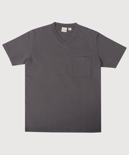 7.6オンス USAコットン ポケット付き Vネック 半袖 Tシャツ
