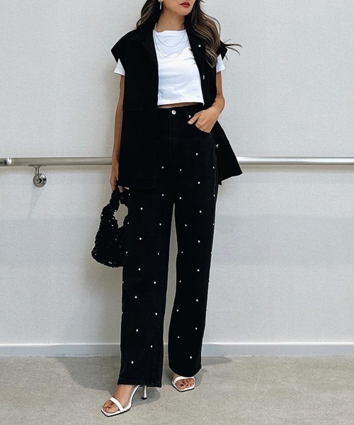 esutoreja(エストレジャ)の「デニムベスト(デニムジャケット・レディース・ブラック/ブルー・FREE)」の9枚目の写真