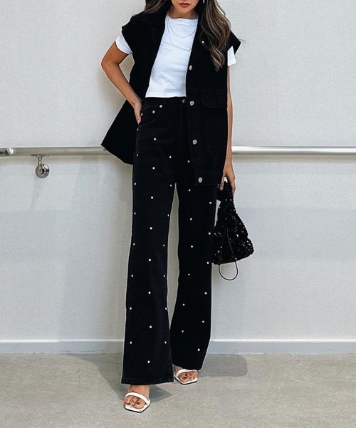 esutoreja(エストレジャ)の「デニムベスト(デニムジャケット・レディース・ブラック/ブルー・FREE)」の10枚目の写真