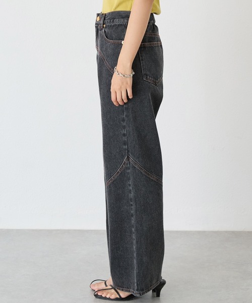 LAVEANGE（ラビアンジェ）の「ステッチ配色切替デニムパンツ（デニムパンツ・レディース・ネイビー/ブラック・M/LL/5L/4L/3L）」の17枚目の写真