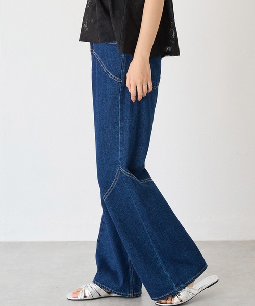 LAVEANGE（ラビアンジェ）の「ステッチ配色切替デニムパンツ（デニムパンツ・レディース・ネイビー/ブラック・M/LL/5L/4L/3L）」の19枚目の写真