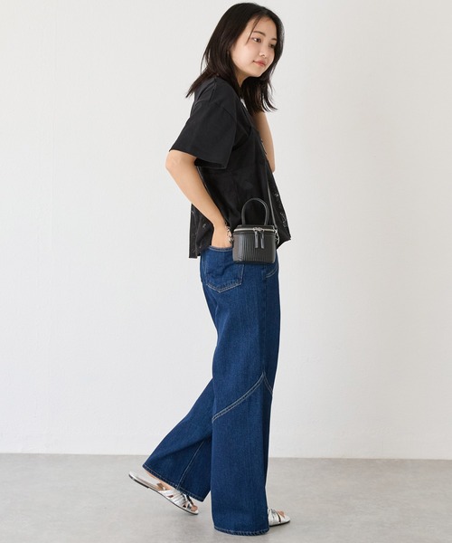 LAVEANGE（ラビアンジェ）の「ステッチ配色切替デニムパンツ（デニムパンツ・レディース・ネイビー/ブラック・M/LL/5L/4L/3L）」の12枚目の写真