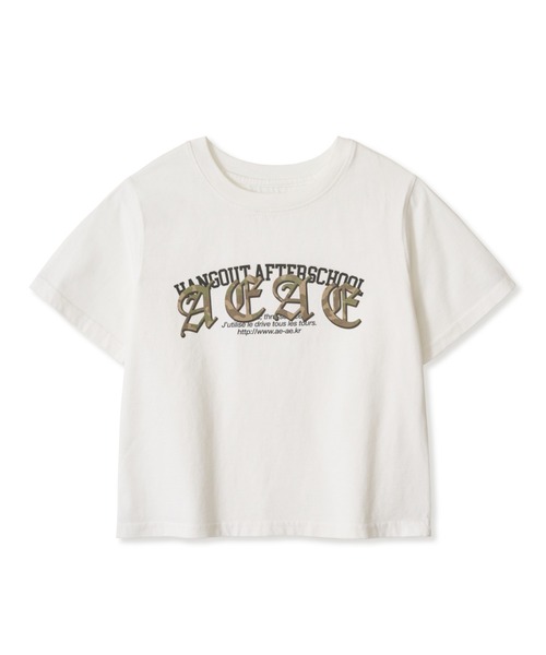 aeae(エーイーエーイー)の「LAYERED GOTHIC LOGO CROP T-SHIRTS(Tシャツ/カットソー・レディース・ブラック/ホワイト/ライトグリーン・FREE)」の2枚目の写真