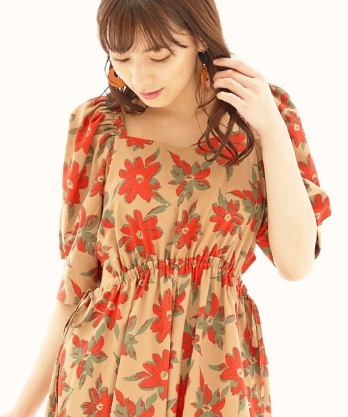 花柄プリントロング丈ワンピース（ワンピース）｜w.r.k（ダブルアールケー）