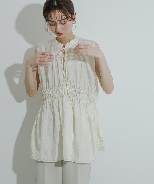 SENSE OF PLACE by URBAN RESEARCH（センスオブプレイスバイアーバンリサーチ）の「2WAYランダムシャーリングブラウス（シャツ/ブラウス・レディース・ブラック/ライトピンク/オフホワイト・ONE）」の6枚目の写真