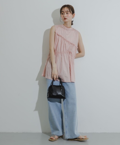 SENSE OF PLACE by URBAN RESEARCH（センスオブプレイスバイアーバンリサーチ）の「2WAYランダムシャーリングブラウス（シャツ/ブラウス・レディース・ブラック/ライトピンク/オフホワイト・ONE）」の15枚目の写真