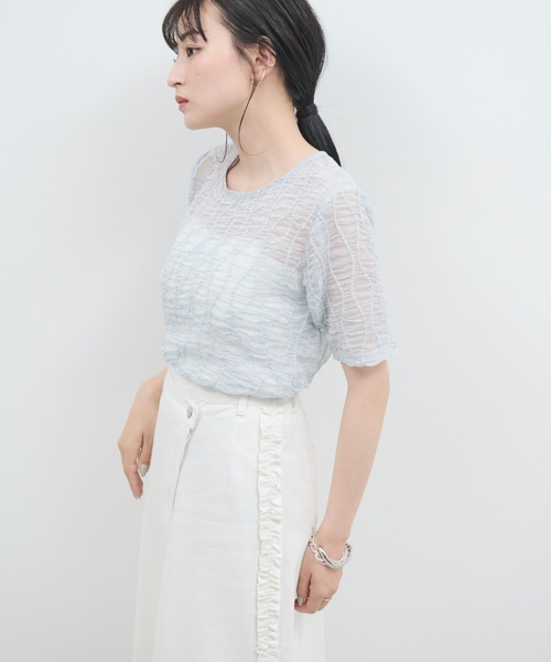 paravion（パラビオン）の「シアーウェーブコンパクトトップス（Tシャツ/カットソー・レディース・ブラック/グレー・FREE）」の12枚目の写真