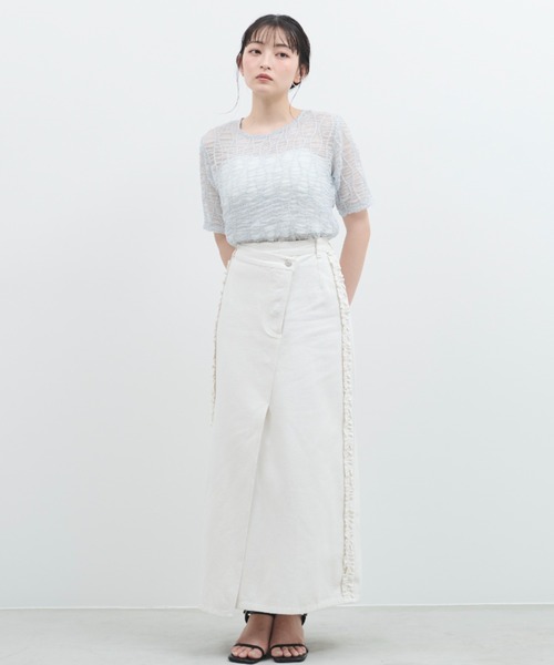 paravion（パラビオン）の「シアーウェーブコンパクトトップス（Tシャツ/カットソー・レディース・ブラック/グレー・FREE）」の13枚目の写真