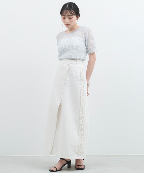 paravion（パラビオン）の「シアーウェーブコンパクトトップス（Tシャツ/カットソー・レディース・ブラック/グレー・FREE）」の14枚目の写真