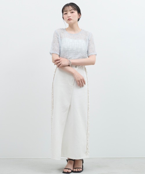 paravion（パラビオン）の「シアーウェーブコンパクトトップス（Tシャツ/カットソー・レディース・ブラック/グレー・FREE）」の15枚目の写真