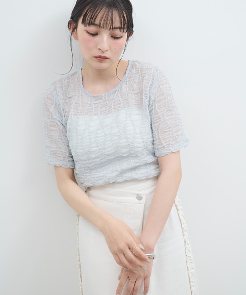 paravion（パラビオン）の「シアーウェーブコンパクトトップス（Tシャツ/カットソー・レディース・ブラック/グレー・FREE）」の17枚目の写真