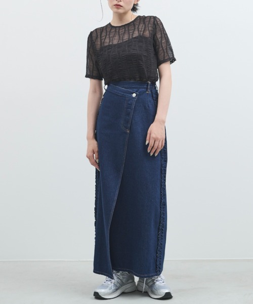 paravion（パラビオン）の「シアーウェーブコンパクトトップス（Tシャツ/カットソー・レディース・ブラック/グレー・FREE）」の3枚目の写真