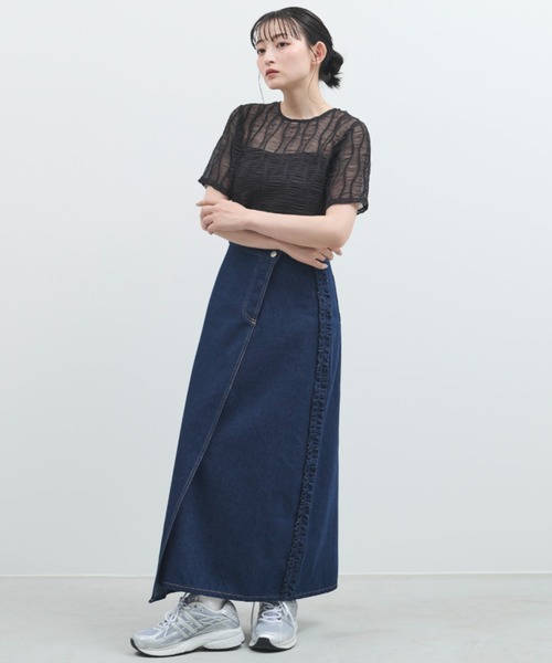 paravion（パラビオン）の「シアーウェーブコンパクトトップス（Tシャツ/カットソー・レディース・ブラック/グレー・FREE）」の5枚目の写真