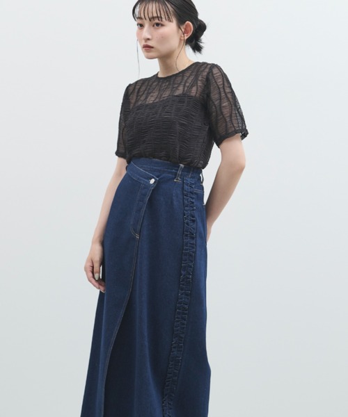 paravion（パラビオン）の「シアーウェーブコンパクトトップス（Tシャツ/カットソー・レディース・ブラック/グレー・FREE）」の6枚目の写真