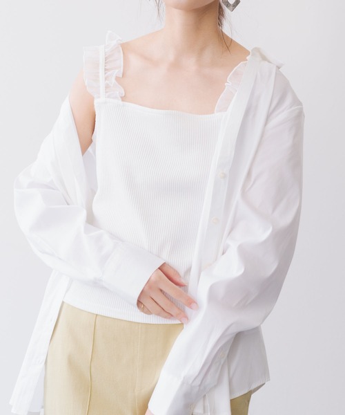 【Bella Dahl】ショルダータンクトップとフリルエッジショーツ Linen Ruffle Sleeve Top - White – Bella Dahl