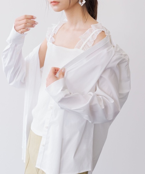 アンパシィー　フリルタンクトップとスカートセット♡ セール】ショルダーフリルタンクトップ（タンクトップ）｜and
