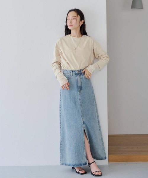 titivate（ティティベイト）の「シアードッキングロングスリーブTシャツ（Tシャツ/カットソー・レディース・ベージュ/オフホワイト/ブラック・FREE）」の11枚目の写真