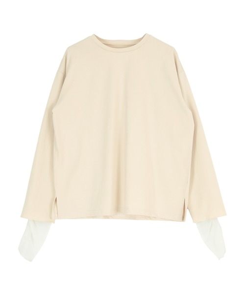 titivate（ティティベイト）の「シアードッキングロングスリーブTシャツ（Tシャツ/カットソー・レディース・ベージュ/オフホワイト/ブラック・FREE）」の15枚目の写真