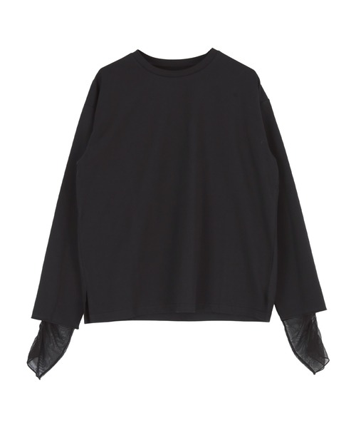 titivate（ティティベイト）の「シアードッキングロングスリーブTシャツ（Tシャツ/カットソー・レディース・ベージュ/オフホワイト/ブラック・FREE）」の14枚目の写真