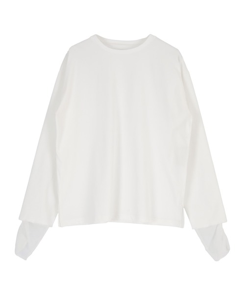 titivate（ティティベイト）の「シアードッキングロングスリーブTシャツ（Tシャツ/カットソー・レディース・ベージュ/オフホワイト/ブラック・FREE）」の13枚目の写真