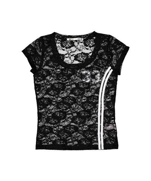 SETUP-EXE★韓国★人気★33 LACE TOP 2色 レース 半袖Tシャツ SETUPEXE（セットアップイーエックスイー）の「【SETUP‐EXE】33