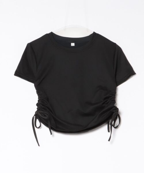 Mignonjour（ミニョンジュール）の「FReePLACe/サイドシャーリングトップス X12241（Tシャツ/カットソー・レディース・ブラック/ホワイト・MEDIUM/LARGE）」の6枚目の写真