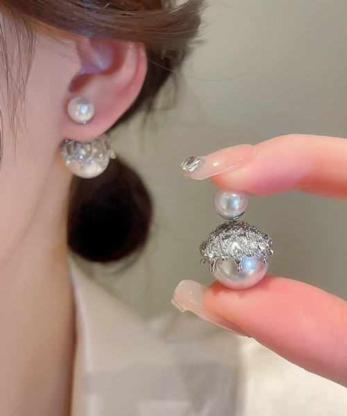 Miniministore(ミニミニストア)の「リバーシブルビッグパールピアスレディース(ピアス(両耳用)・レディース・シルバー/ゴールド・FREE)」の2枚目の写真