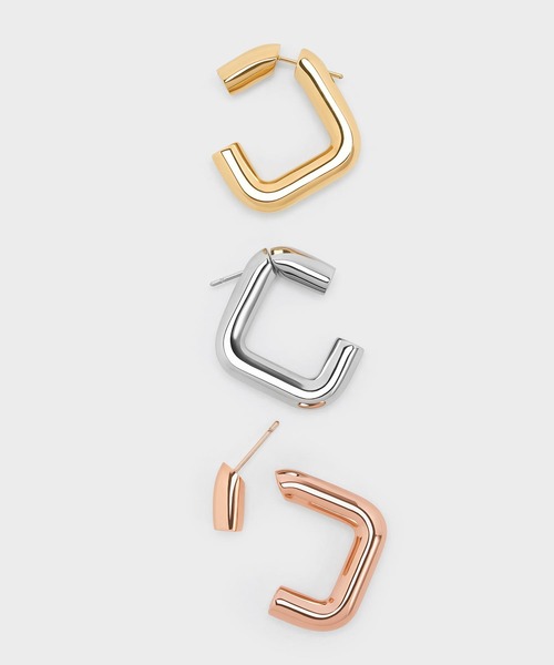 CHARLES & KEITH（チャールズ & キース）の「アンギュラー  フープピアス（ピアス（両耳用）・レディース・シルバー/ゴールド/ゴールド系その他・FREE）」の10枚目の写真