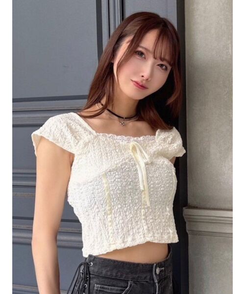 EATME（イートミー）の「バレエリボンノースリーブ（Tシャツ/カットソー・レディース・ピンク/アイボリー/グレー/ブラック・FREE）」の2枚目の写真