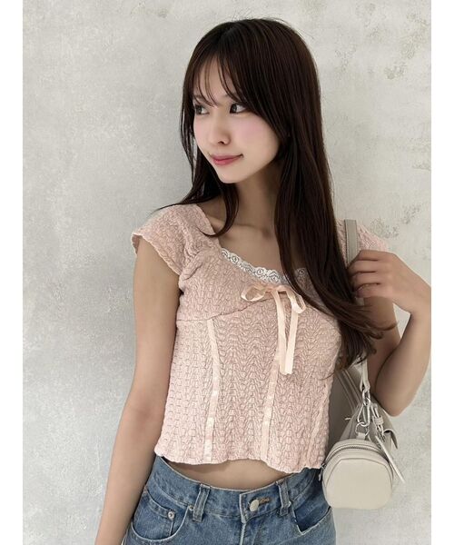 EATME（イートミー）の「バレエリボンノースリーブ（Tシャツ/カットソー・レディース・ピンク/アイボリー/グレー/ブラック・FREE）」の8枚目の写真