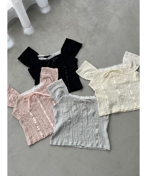 EATME（イートミー）の「バレエリボンノースリーブ（Tシャツ/カットソー・レディース・ピンク/アイボリー/グレー/ブラック・FREE）」の14枚目の写真