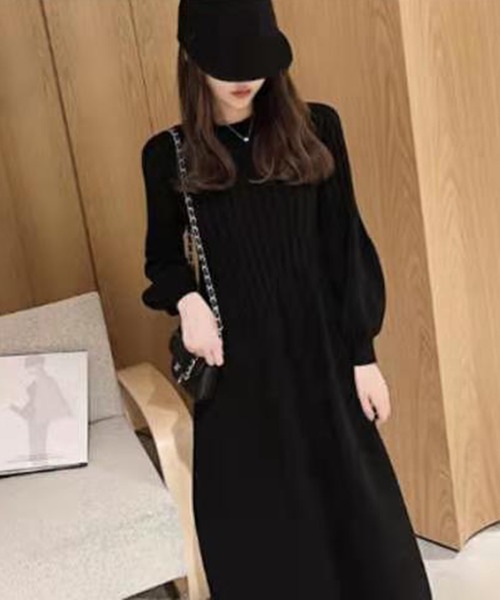 almost ready(オルモストレディー)の「【almost ready/オールモストレディ】フレンチ風ニットワンピース(ワンピース・レディース・ベージュ/パープル/ブラック・FREE)」の5枚目の写真