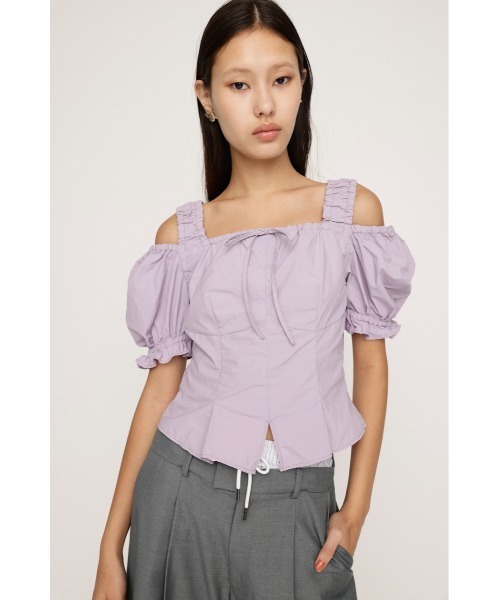 SLY(スライ)の「SHOULDER OPEN SQ PUFF TOPS ショルダー オープン スクエア パフ トップス(シャツ/ブラウス・レディース・アイボリー/ライトブラック/ライトパープル・FREE)」の10枚目の写真