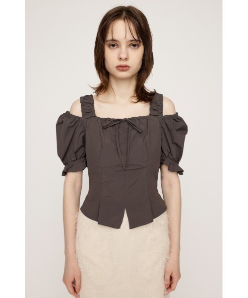 SLY(スライ)の「SHOULDER OPEN SQ PUFF TOPS ショルダー オープン スクエア パフ トップス(シャツ/ブラウス・レディース・アイボリー/ライトブラック/ライトパープル・FREE)」の6枚目の写真