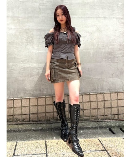 SLY(スライ)の「SHOULDER OPEN SQ PUFF TOPS ショルダー オープン スクエア パフ トップス(シャツ/ブラウス・レディース・アイボリー/ライトブラック/ライトパープル・FREE)」の22枚目の写真