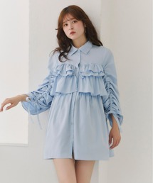 ボリュームドロストフリルブラウス