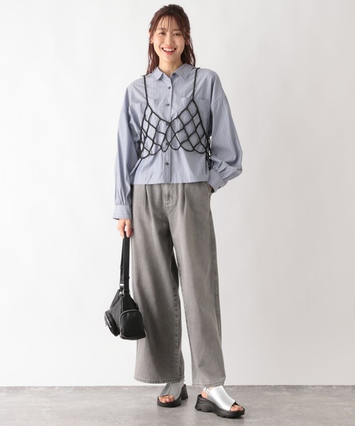 GLOBAL WORK(グローバルワーク)の「365日マイスタイルクロップドシャツ/115542(シャツ/ブラウス・レディース・ミント/ネイビー系8/ネイビー系9/ブルー系その他3/ブルー系7/スモークピンク・FREE)」の21枚目の写真
