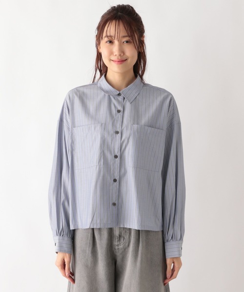 GLOBAL WORK(グローバルワーク)の「365日マイスタイルクロップドシャツ/115542(シャツ/ブラウス・レディース・ミント/ネイビー系8/ネイビー系9/ブルー系その他3/ブルー系7/スモークピンク・FREE)」の12枚目の写真