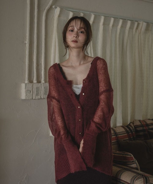 mideal(マイディール)の「design sleeve sheer knit cardigan / デザインスリーブシアーニットカーディガン(カーディガン/ボレロ・レディース・ライトブルー/ブラウン/バーガンディー・FREE)」の21枚目の写真