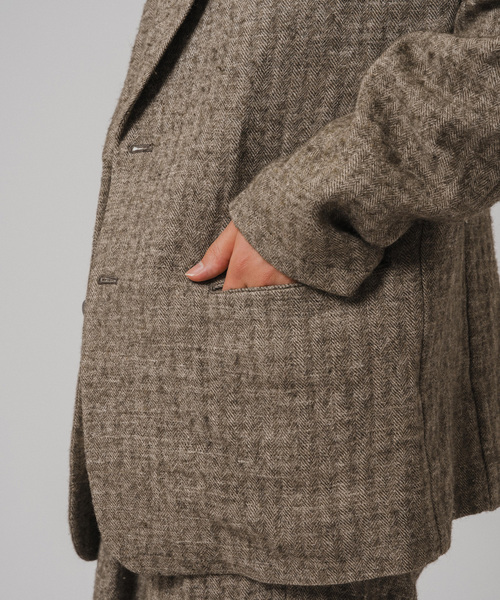 m's braque（エムズブラック）の「Ms BRAQUE for BOUCLE リネンウールヘリンボン 2B ジャケット（テーラードジャケット・メンズ・カーキ・42/40/38）」の14枚目の写真