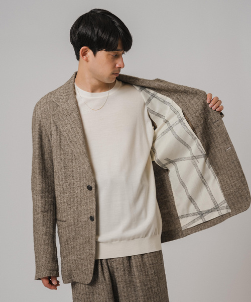 m's braque（エムズブラック）の「Ms BRAQUE for BOUCLE リネンウールヘリンボン 2B ジャケット（テーラードジャケット・メンズ・カーキ・42/40/38）」の16枚目の写真