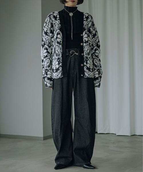 カーディガン Vintage jacquard ラメシャギーカーディガン レディース Ezick カーディガン Vintage jacquard ラメシャギーカーディガン