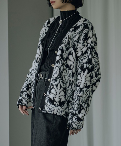 カーディガン Vintage jacquard ラメシャギーカーディガン レディース Ezick カーディガン Vintage jacquard ラメシャギーカーディガン